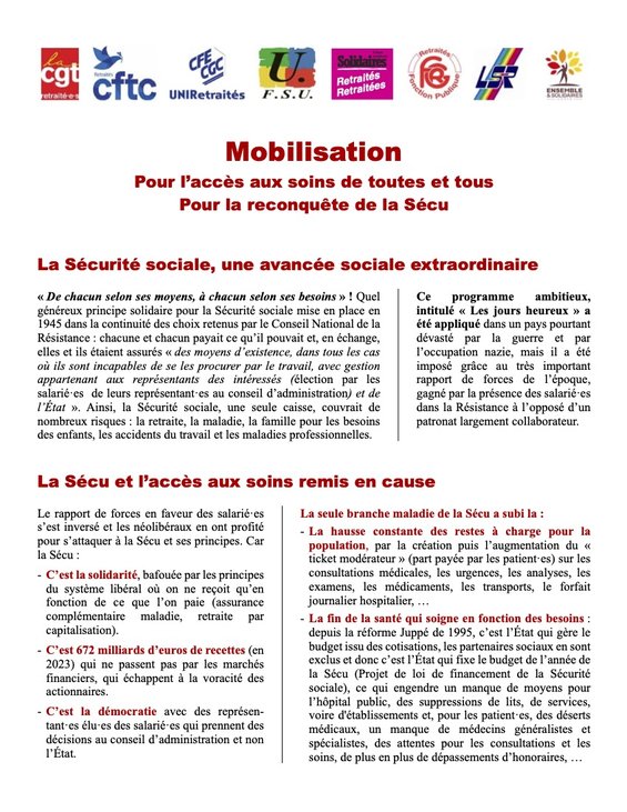 Tract Sécu pour le 20 mars 1