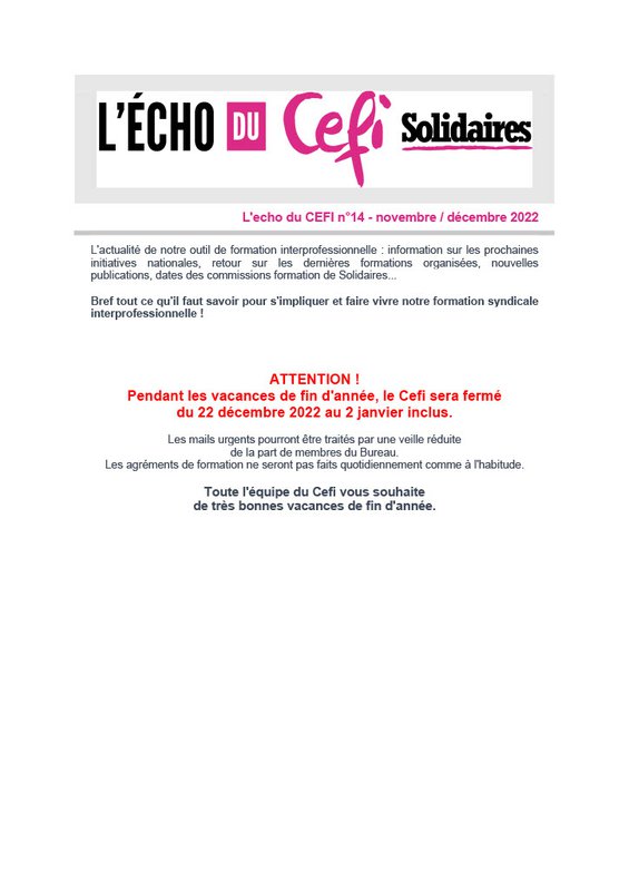 echo du cefi novembre - décembre 2022