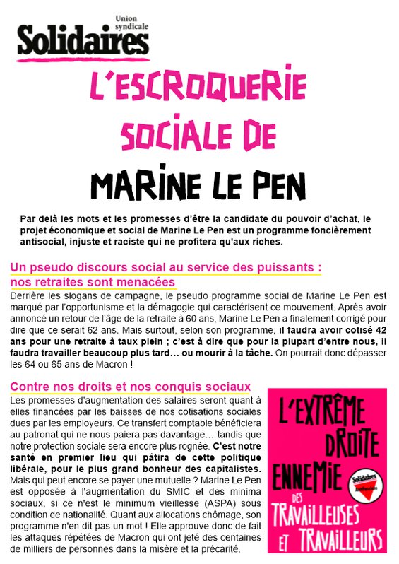 escroquerie sociale de Marine LE PEn 1