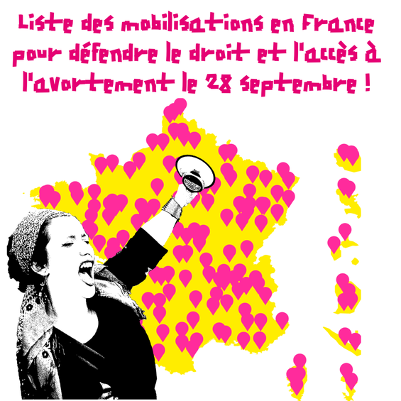 liste des mobilisations pour le droit et l'accès à l'IVG 28 septembre